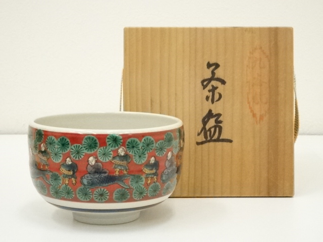 JAPANESE TEA CEREMONY / KUTANI WARE AKAE TEA BOWL CHAWAN
